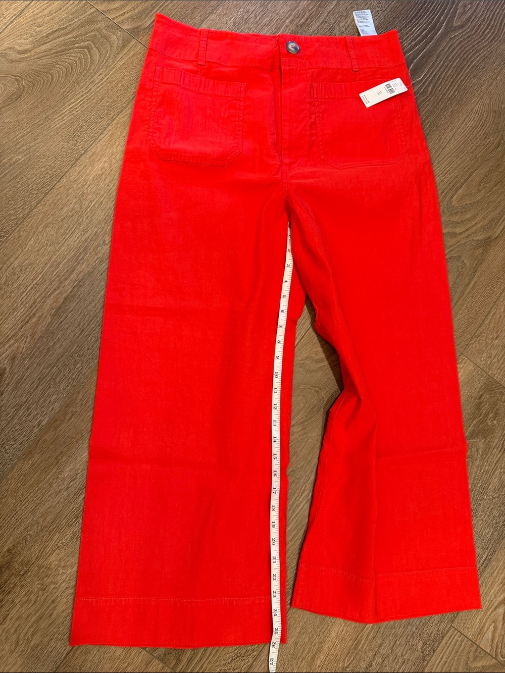 Maeve Bright Red Cropped Wide-Leg Pants